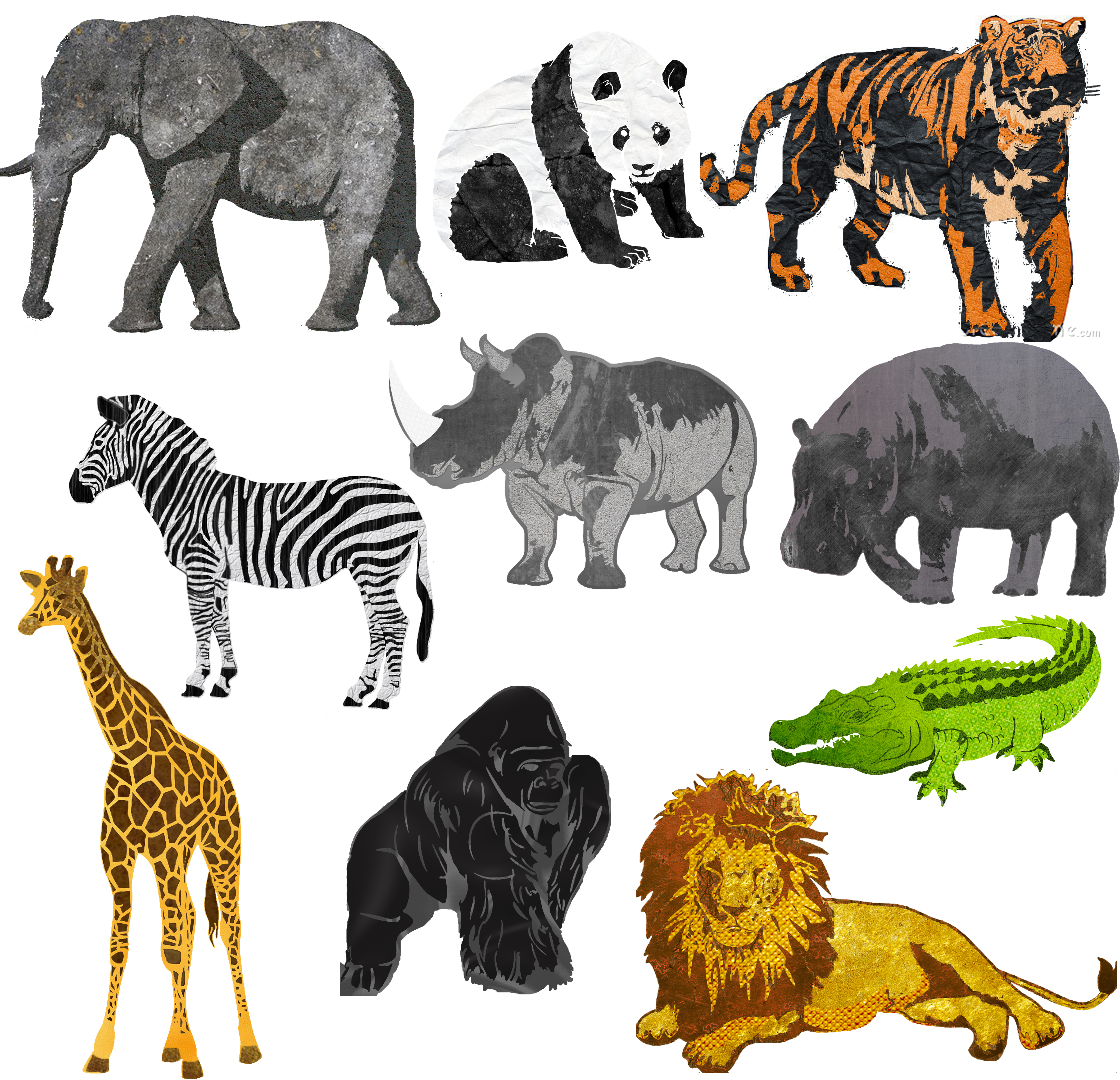 Животные Африки на одном листе